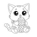 Cute Kitty Eating Ice-Cream Coloring Page Royalty Free Stock Photo
