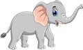 Cute gray elephant cartoon standing while smiling