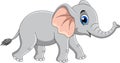 Cute gray elephant cartoon standing while smiling