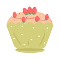 Hand drawn cute cartoon strawberry cup cake Royalty Free Stock Photo