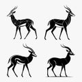 antelope silhouette set vector illustrations Royalty Free Stock Photo