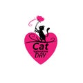 Cute Cat Valentine\'s Day Logo Romantic Feline Love Design Royalty Free Stock Photo