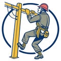 Vector Illustration of a Power Lineman in Hard Hat Royalty Free Stock Photo