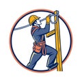 Vector Illustration of a Power Lineman in Hard Hat Royalty Free Stock Photo