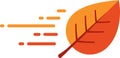 Stylized graphic of an orange leaf with linear veins, illustrating motion with parallel, horizontal orange lines fading leftward. Royalty Free Stock Photo