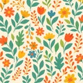 Seamless Colorful Floral Ornament Pattern â Vector Nature Design Royalty Free Stock Photo