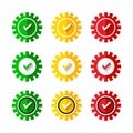Gear Check mark icon set. Checkmarks and confirm. Check marks for agreement, vote, confirmation, choice Royalty Free Stock Photo
