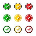 Check mark icon set. Checkmarks and confirm. Check marks for agreement, vote, confirmation, choice Royalty Free Stock Photo