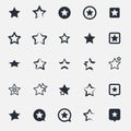 Black star various shape stamp silhouette flat set. bubble star, isolated star icon set Royalty Free Stock Photo
