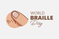 World Braille Day illustration with finger reading Braille dots Royalty Free Stock Photo