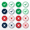 Simple Right or wrong icons. Green tick and red cross checkmarks. Yes or no symbol, approved or rejected icon Royalty Free Stock Photo