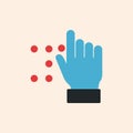 Flat illustration of hand reading Braille dots for accessibility Royalty Free Stock Photo
