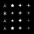 Sparkle, stars or shine icon set collection of different stars in white color. Shine icon for magic, pattern, Royalty Free Stock Photo