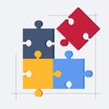 Business abstract concept illustration. Business strategy Characters assembling jigsaw puzzle. Strategy, planning and success Royalty Free Stock Photo