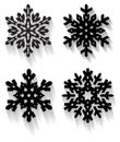 Unique rubber stamp designs featuring snowflakes in black and white with shadow Royalty Free Stock Photo