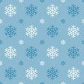 Winter Snowflake Seamless Pattern on Blue Background Royalty Free Stock Photo