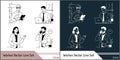 Office professional workers vector line art illustration set silhouette Royalty Free Stock Photo