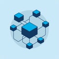 Blockchain Network Architecture with Connected Data Blocks Royalty Free Stock Photo