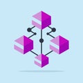 Abstract Blockchain Network with Connected Purple Data Blocks Royalty Free Stock Photo