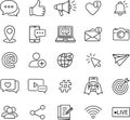 Web line icons set for business and communication including web, email, phone, computer, document, and media symbols. Royalty Free Stock Photo