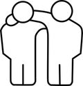 Two stylized human figures in a minimalist line art style, depicting friendship or camaraderie Royalty Free Stock Photo