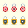 Set of different secure padlock modern with a color hand drawn style. Secure lock icon collection Royalty Free Stock Photo