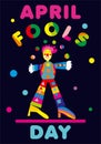 April Fools Day greeting with juggler. Perfect for greeting card, banner or advertisement. 1st of April