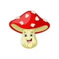 Cute smiling mushroom cartoon character