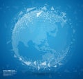 Blue abstract globe earth with connecting dots and lines Royalty Free Stock Photo