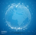 Blue abstract globe earth with connecting dots and lines Royalty Free Stock Photo
