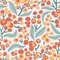 Botanical seamless pattern with bunches of berries. Floral abstract print design for wallpaper, wrap paper or fabric.