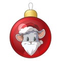 Christmas bauble with drawing cartoon mouse Royalty Free Stock Photo