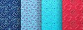 Colorful memphis seamless patterns available in swatches panel