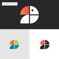 Abstract toucan bird or parrot logo, simple forms in the style of minimalism Royalty Free Stock Photo