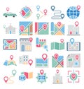 Basic RGB Map and Navigation Isolated Vector Icons set that can easily modify or edit Royalty Free Stock Photo