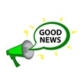 Megaphone and speech bubble with text - Goon news, simple flat vector illustration