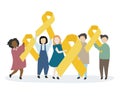 People holding yellow awareness ribbon