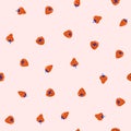 Pink clouds and strawberries. Cute baby print design for fabric or wrap paper.