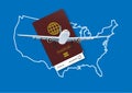 Reopening United States for airline travelling with health passport after covidd-19 vaccination. Royalty Free Stock Photo