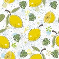 Seamless Pattern with cute lemons