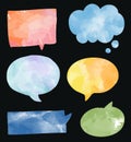 Set of colorful watercolor speech bubbles vector Royalty Free Stock Photo