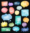 Set of colorful watercolor speech bubbles vector Royalty Free Stock Photo