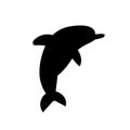 Silhouette of dolphin vector illustration, isolated black object on white background. Royalty Free Stock Photo