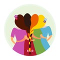 Sisterhood vector illustration group. Icon of girls sisters Royalty Free Stock Photo