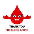 Thank you for blood giving - text. Blood donation abstract concept vector illustration