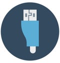 Basic RGB Usb Cable Isolated Color Vector icon that can be easily modified or edit Royalty Free Stock Photo