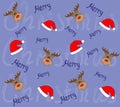 Vector pattern with reindeer and Christmas hat