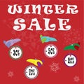 Winter Sale poster, banner or flyer with colorful cute crows. Royalty Free Stock Photo