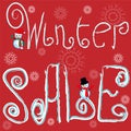 Winter Sale poster, banner or flyer with snowman. Royalty Free Stock Photo