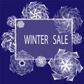 Winter Sale poster, banner or flyer with snowflakes.